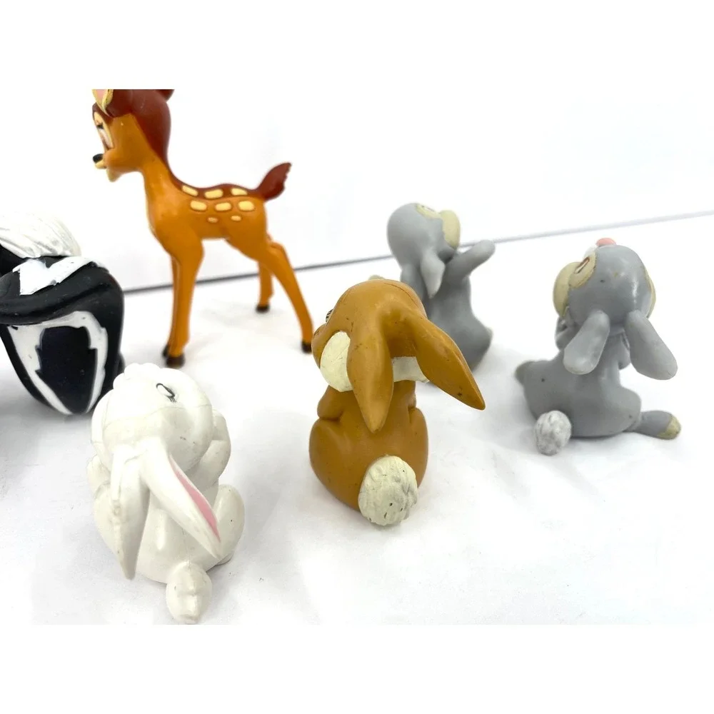 Vintage Disney Store Bambi 7 Piece Lot Toy Figure Play Set Thumper Flower Bunny